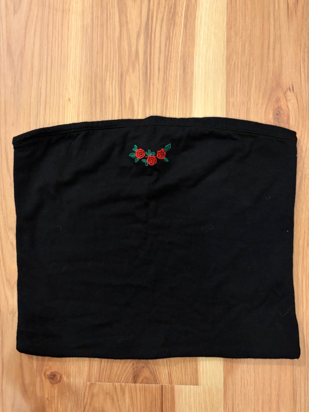 Brandy Melville Black Top with Red Rose Accent